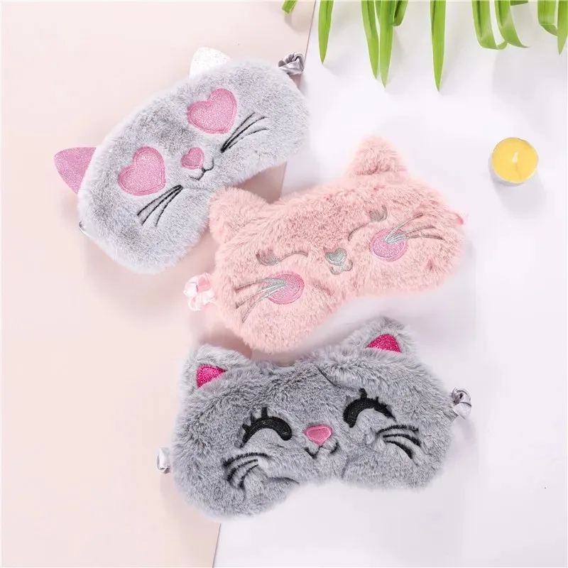 2024 Plush Sleep Mask Cute Koala Rabbit sort blayfolde Eye Band Cover Cover Night Dream Mask Ladton Cotton Ladge for Slee-Slee- الاسترخاء للاسترخاء قناع النوم