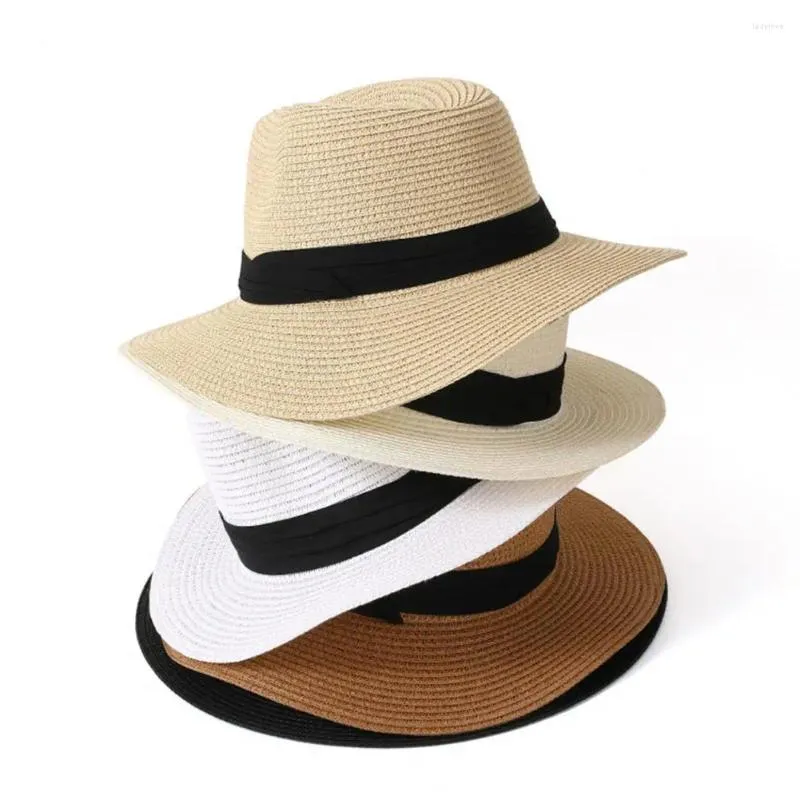 Beralar Unisex Summer Hat Geniş Süt Güneşlik Saman Tatil Anti-İv Nefes Alabilen Katlanabilir Kapak Seyahat Plaj Güneşi