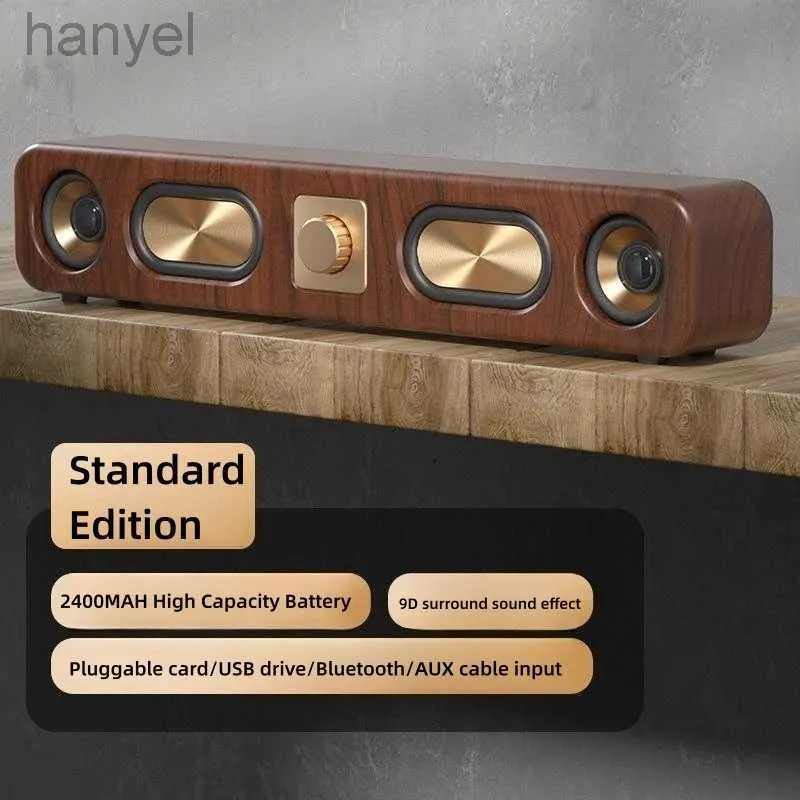 Draagbare luidsprekers Nieuwe retro houten Bluetooth-luidsprekers Draagbare SoundBar Hi-Fi Stereokaart Thuiscomputer Desktop Draadloos geluid FM-radio Subwoofer 24318