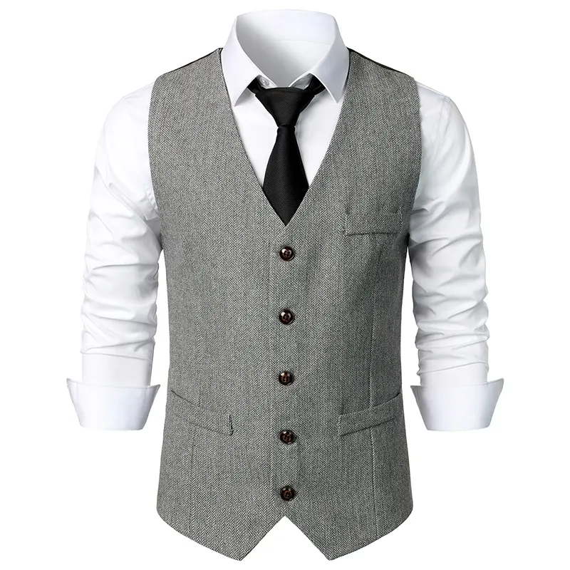 Coletes de coletes golete slim fit fit sem mangas lã tweed cistascoat homens de peito duplo peito de peixe -tweed coletes homens casuais gilet homens xxl