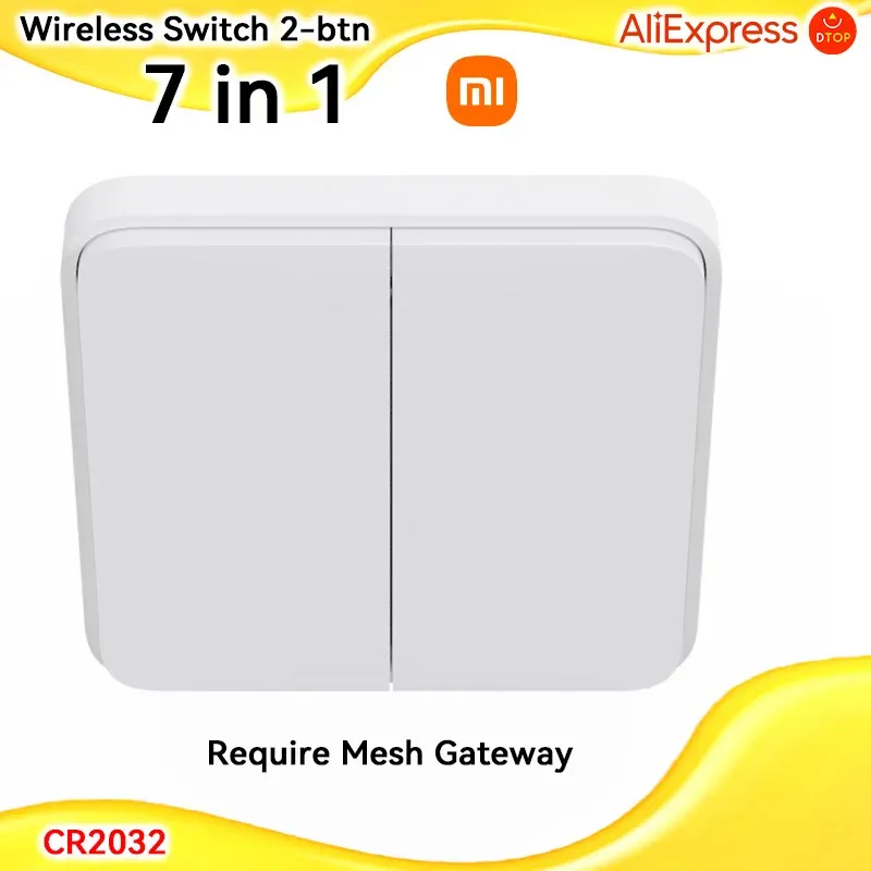 Kontrollera original Xiaomi Wireless Switch 2Button -version Kräva Bluetooth Mesh Gateway Rapid Mode 7Functionin1 Smart Mi Home Control
