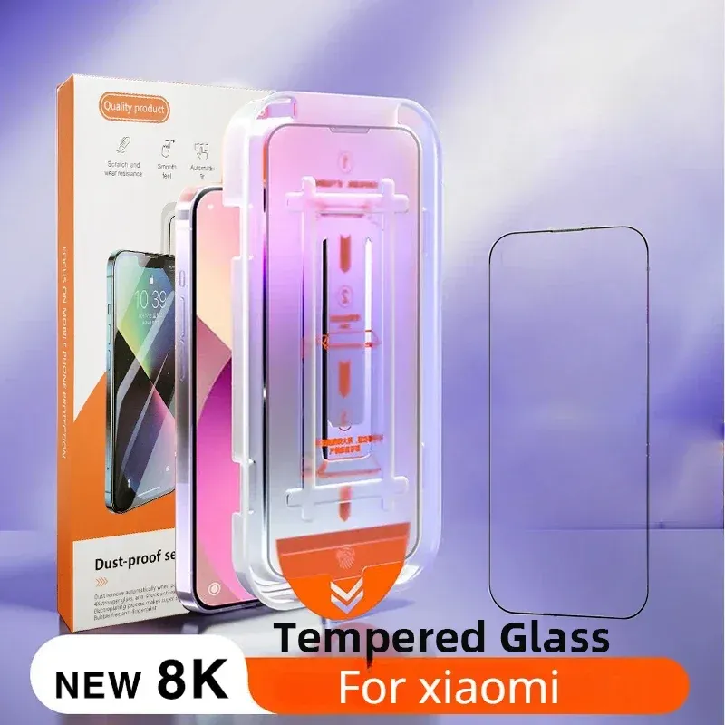 Auto-damm borttagning härdad glasfilm för Xiaomi Poco F4/X4 GT/X5 Pro X6 Pro Dust Free Installation Screen Protector för MI 14 13 12T 11I Pro +Retail Box