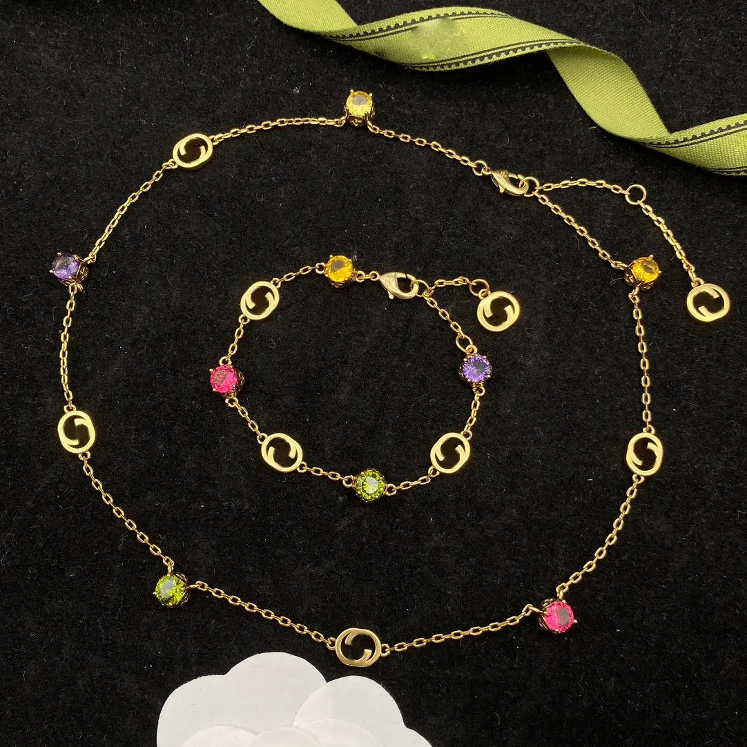 Luksusowy klasyczny kolorowy naszyjnik klejnot moda bransoletka biżuteria g naszyjniki wisiorki