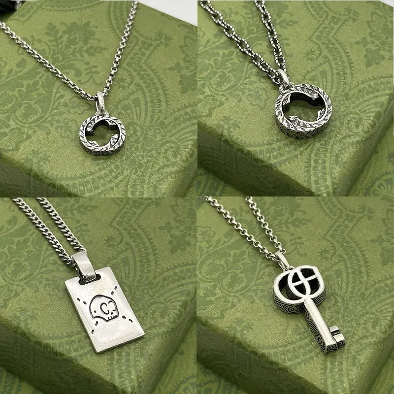 Hochwertiger Designer-Schmuck Herren Hiphop Halskette 925 Silber Kette Herren Damen Schlüsselanhänger Halsketten Totenkopf Tiger mit Buchstaben Schmuck Mode Geschenk mit Box -7