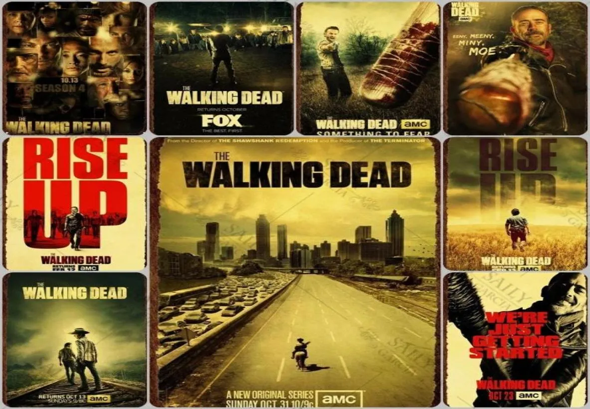 The Walking Dead Metal Teneke İşaret Plakaları Pop Amerikan TV Dizisi Korku Dekor Tin Metal Posterler Man Mağara Pub Bar Sign Plaques 208536338
