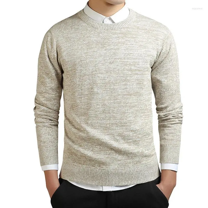 Suéter masculino pulôver suéter gola redonda malha casual para pessoas de meia-idade e jovens