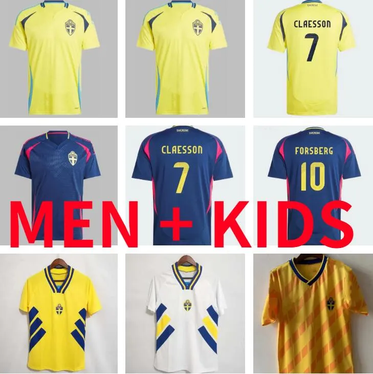 2024 2025 Zweden LARSSON Herenvoetbalshirts 24 25 Nationaal team DAHLIN BROLIN INGESSON Thuis uit voetbalshirts Uniformen heren kindertenue RETRO 1988 1994 LARSSON