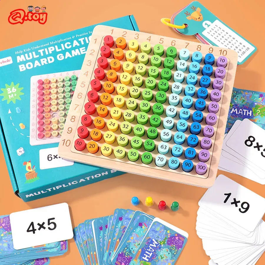 Giocattolo matematico in legno Tavolo di moltiplicazione Gioco da tavolo per bambini Giocattoli Montessori Conteggio Sussidi didattici Apprendimento educativo Giocattoli per bambini 240307