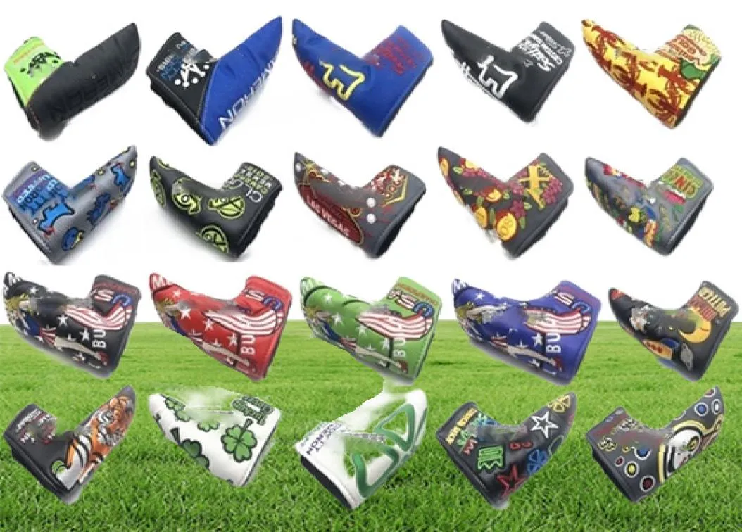 23 färger högkvalitativa golfklubbar putter cap cover boll huvudskydd pu plysch rak remsa putter täckning för trä 2206263011238