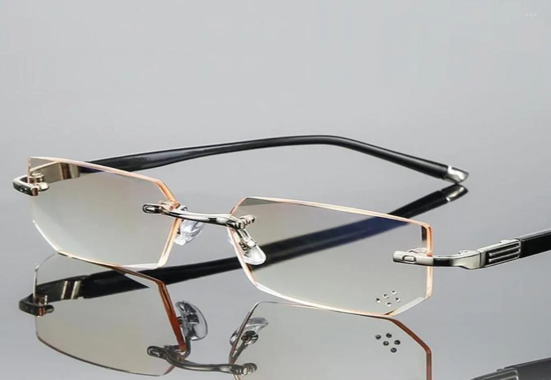 Solglasögon diamantklippning av läsglasögon kvinnor män högkvalitativ ultralätt rimlös kommersiell anti blu trötthet 075 1 125 15 till 4S4782043