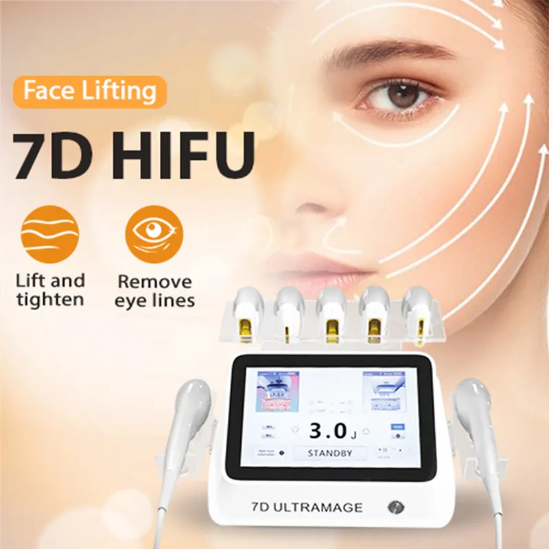 Portable 7D HIFU machine 2 handles Anti-Aging Wrinkle Removal body slimming beauty machine