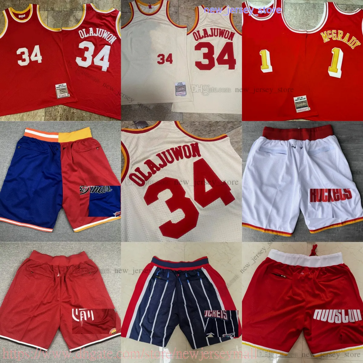 Clássico Retro Bordado Autêntico 1993-94 Basquete 34 HakeemOlajuwon Jerseys Retro Vermelho 2004-05 1 TracyMcGrady Jersey 2004 All-Star Respirável Esporte de Alta Qualidade