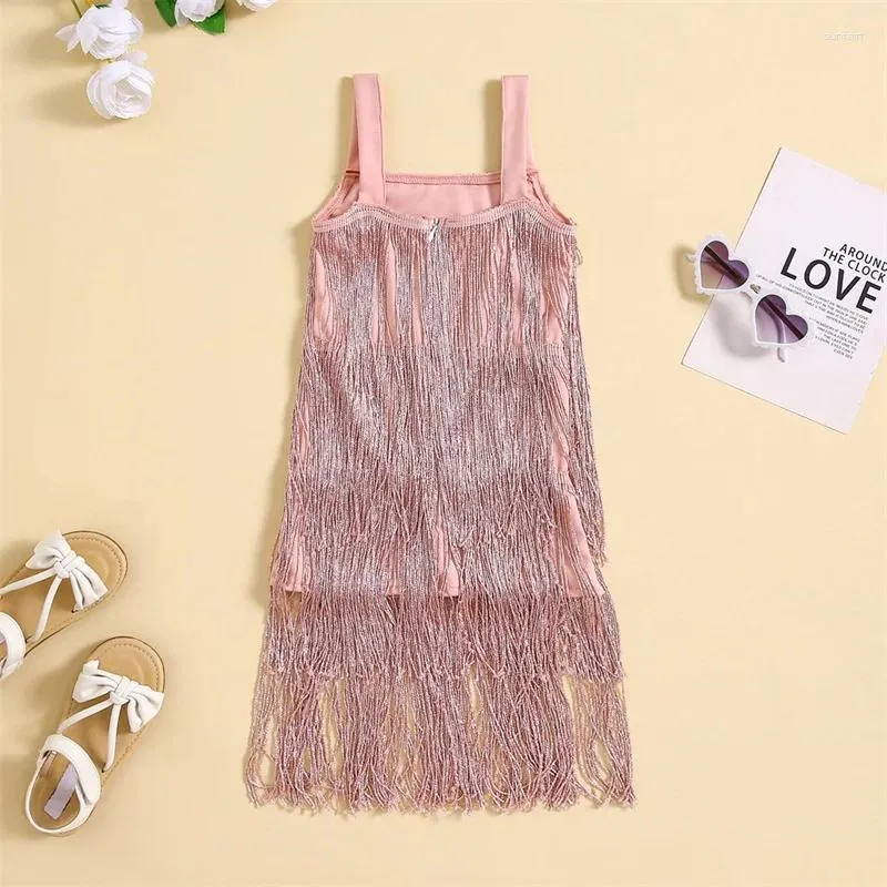 Girl Dresses Toddler Baby Girls Sundress Kid Sleeveless Tassel Sling Dress Fringed Zip Up Princess Party Casual Clothes