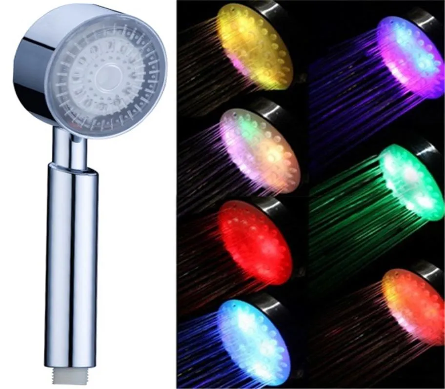 Nouvellement coloré portable 7 couleurs LED lumière romantique bain d'eau maison salle de bain pomme de douche Glow4918512