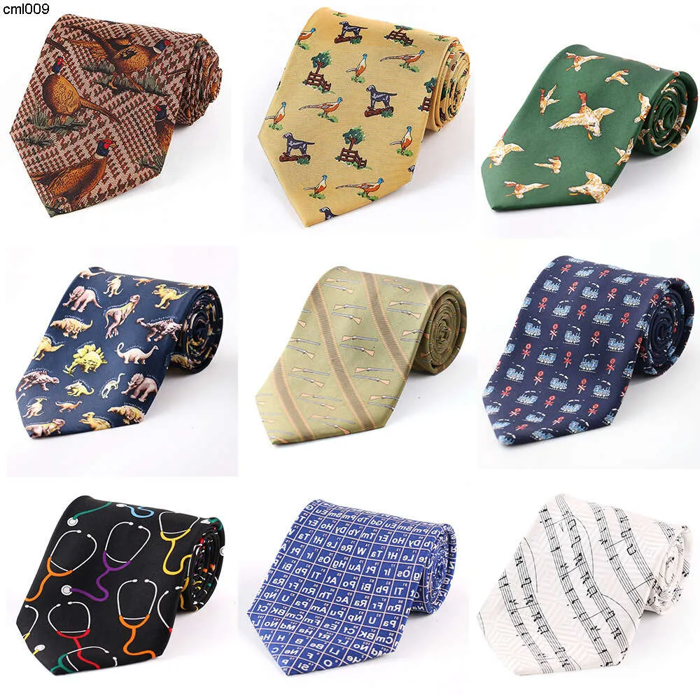 Designer Tie Hot Selling Zijde Dierenpatroon Gedrukt 10cm Verbreed Pure Business Casual Heren Zxum