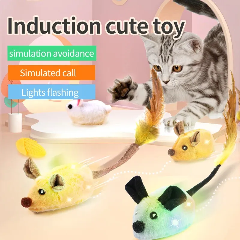 Souris électriques chat jouets interactif aléatoire marche Simulation souris animal chat en peluche capteur de vibration chaton chats Teaser jouets 240309