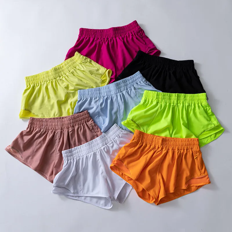 ll lemons Outfits Yoga lu women Erctuse fiess Wear Summer Hotty Short Girls Runing High Elastic Pants Sportswear Pocketsスポーツジムホットショーツ