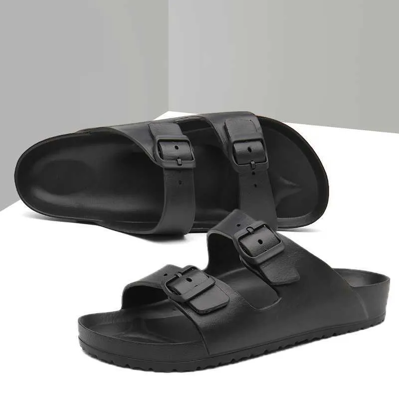 HBP icke-varumärke grossist sommarmode två rembälte spänne glid tofflor eva sandaler non slip utomhus tofflor
