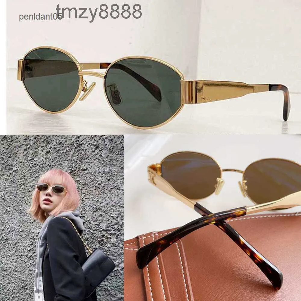 Arc de Triomphe Oval Frame Sunglasses CL40235 WOMENS GOLD WIRE MIRROR GREEN LENSメタルレッグトリプレット署名