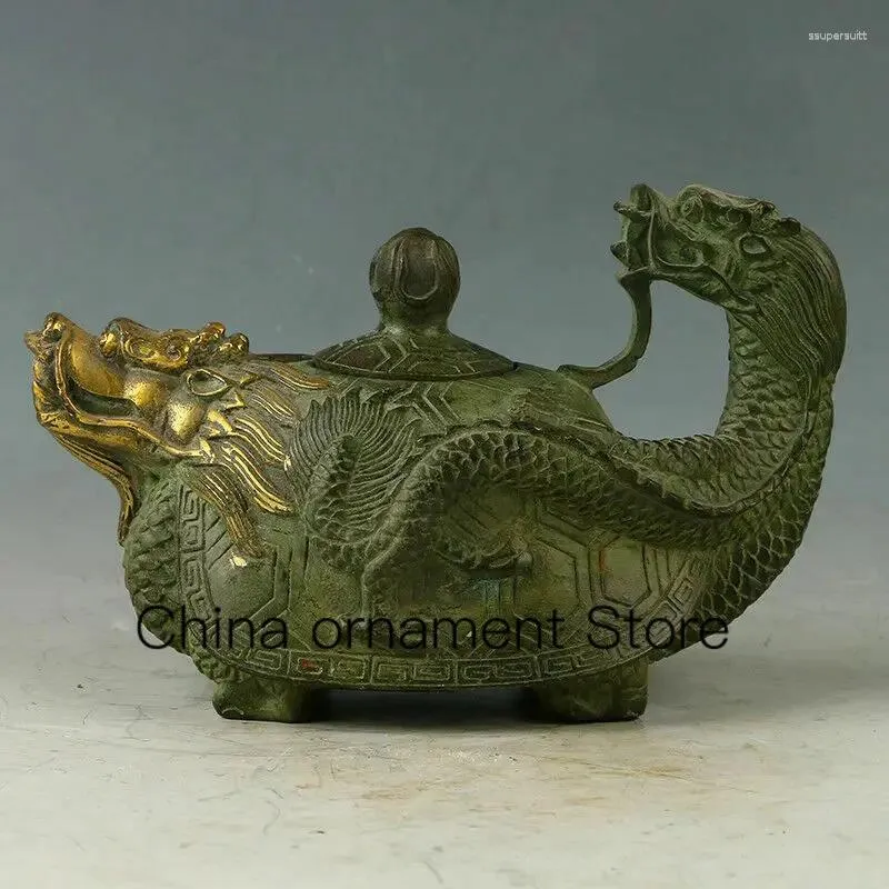 Decoratieve beeldjes serie CRUSH Chinese oude bronzen handgesneden draak theepot Kangxi Mark