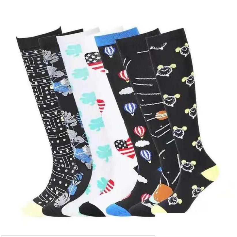 Kids Socks Compression For Varicose Veins Womens Girls Men Funny Animal Cute Prints Uni Outdoor Running Cycling Nurses Drop Delivery B Dhlit