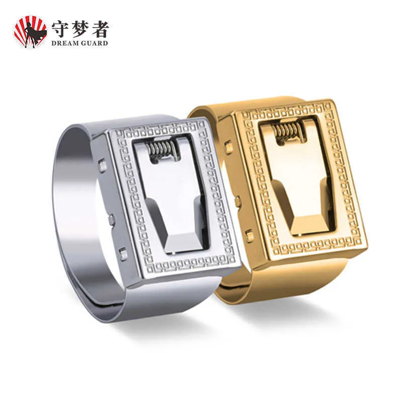 Engraved self-defense ring defense concealed invisible man with knife ring blade personality pattern anti wolf artifact