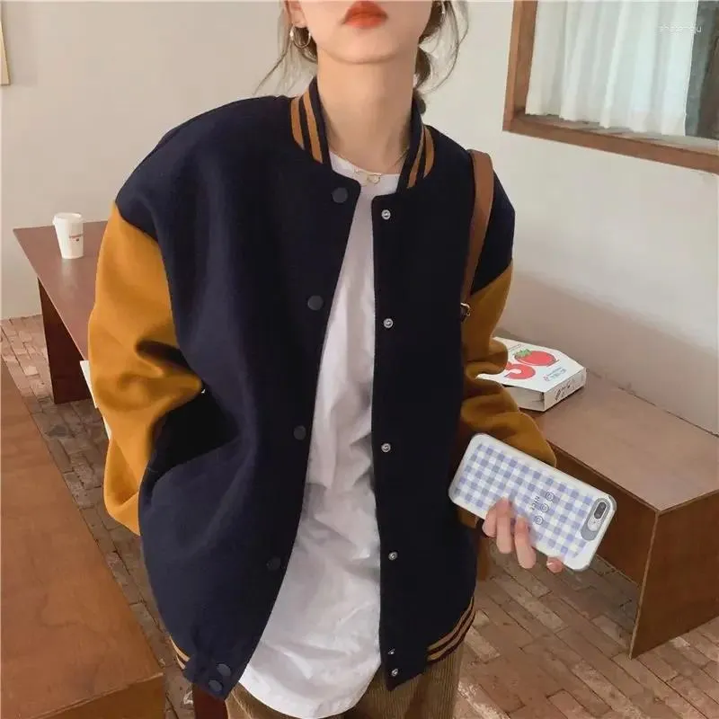 Vestes Femmes Vintage Baseball Veste Femmes Oversize Harajuku Style Streetwear Y2k College Varsity Coréen Mode Bomber Manteau