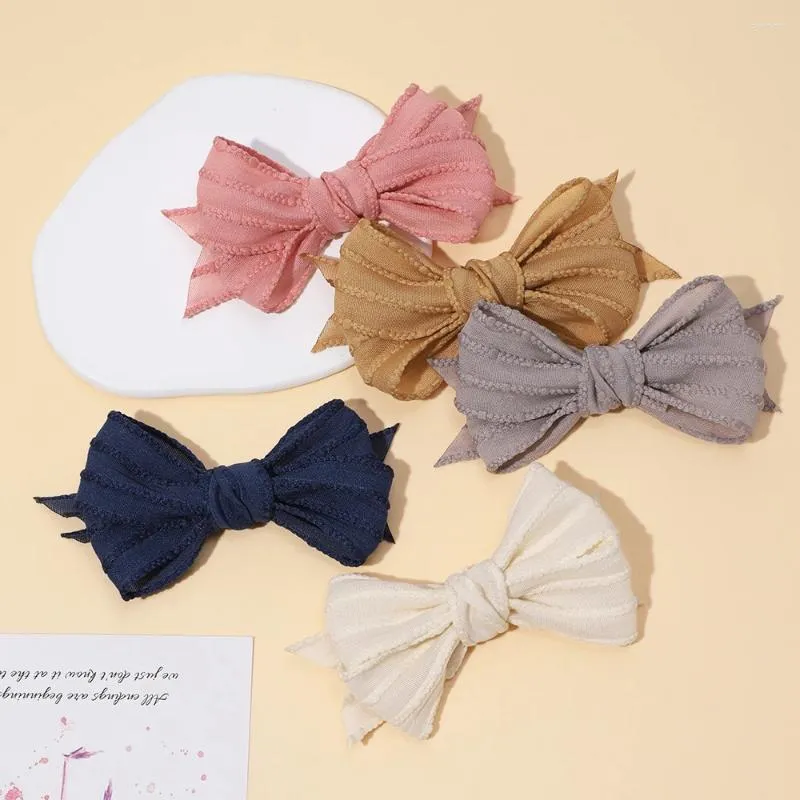 Saç aksesuarları 30pc/lot 5.5 inç büyük bowknot klipsler pamuklu bow for palpins kız bebekleri için toddler örgü çiçek saç çukurları toptan