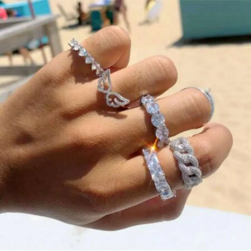 Кольцо обещания для влюбленных с бриллиантом Cz, 100% стерлингового серебра, обручальное кольцо, кольца для женщин и мужчин, ювелирные изделия для вечеринок с драгоценными камнями