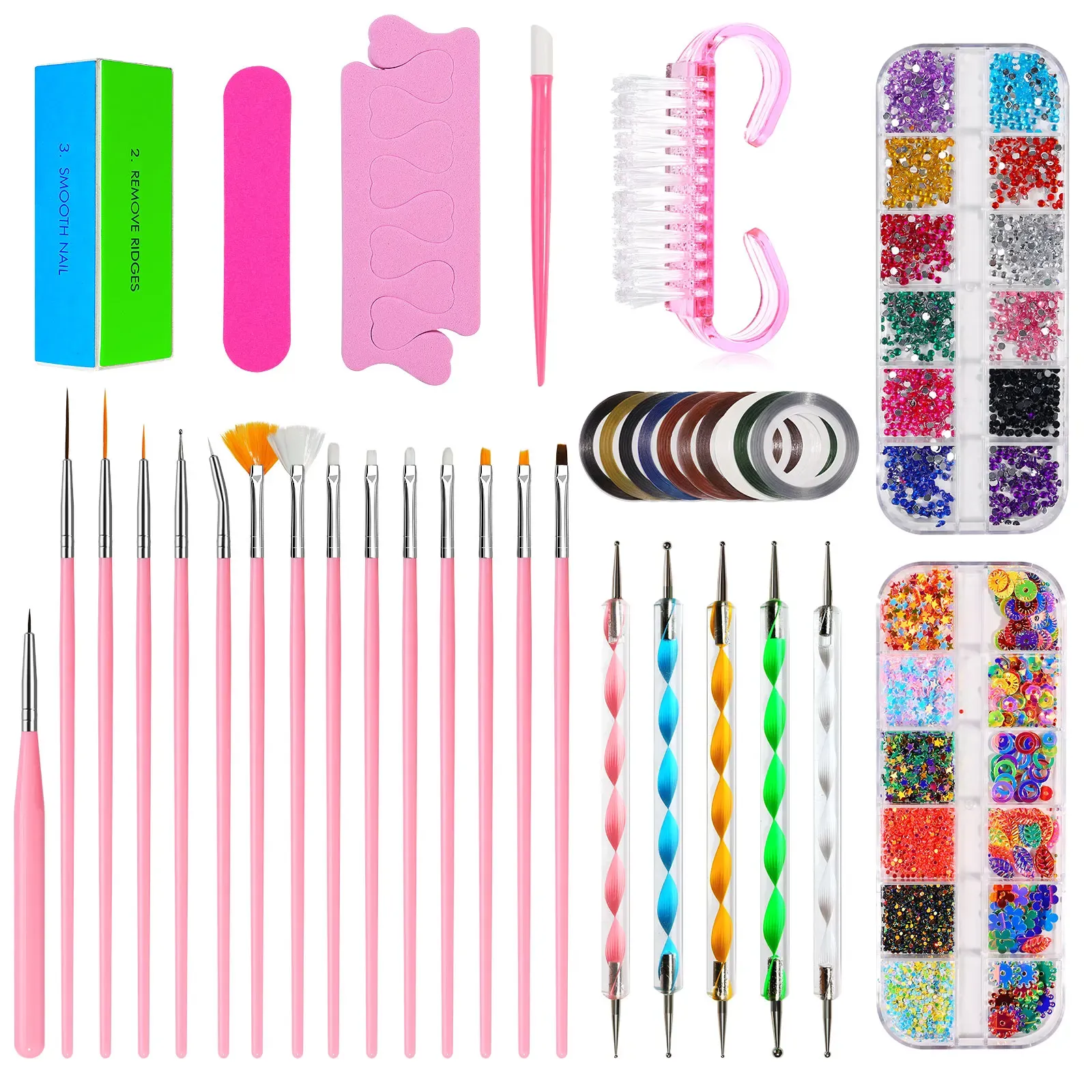 드레스 Misscheering Professional Nail Art Brushes Manicure Liner Rhinestone Acrylic Paint Brush 세트를위한 도구 키트