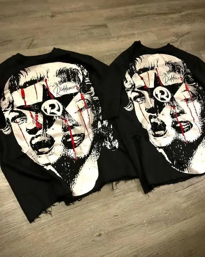 Herren T-Shirts Sommer New Gothic Personalisiertes Muster Loses T-Shirt für Männer Retro Trendy Street Hip Hop Dynamisch Lässig Punk Kurzschlaf Y2K J240316