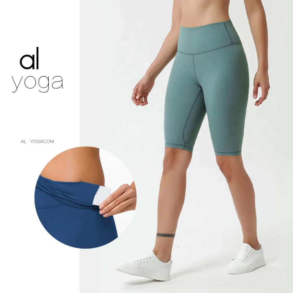 2024Aloyoga Pantaloncini da donna nuovi Pantaloni da ciclismo originali per lo sport da donna, Pantaloni da yoga nudi, Sollevamento fianchi, Fitness, Vita alta, Pantaloncini a 5 punti Pantaloncini da movimento di marca