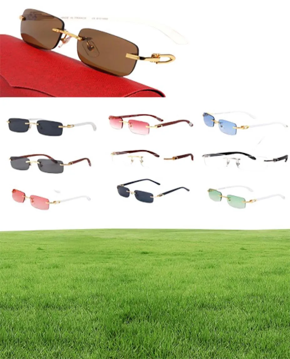 new buffalo horn sunglasses fashion sport sun glasses for men women rimless rectangle bamboo wood eyeglasses eyewear with boxes case nettes gafas1270314