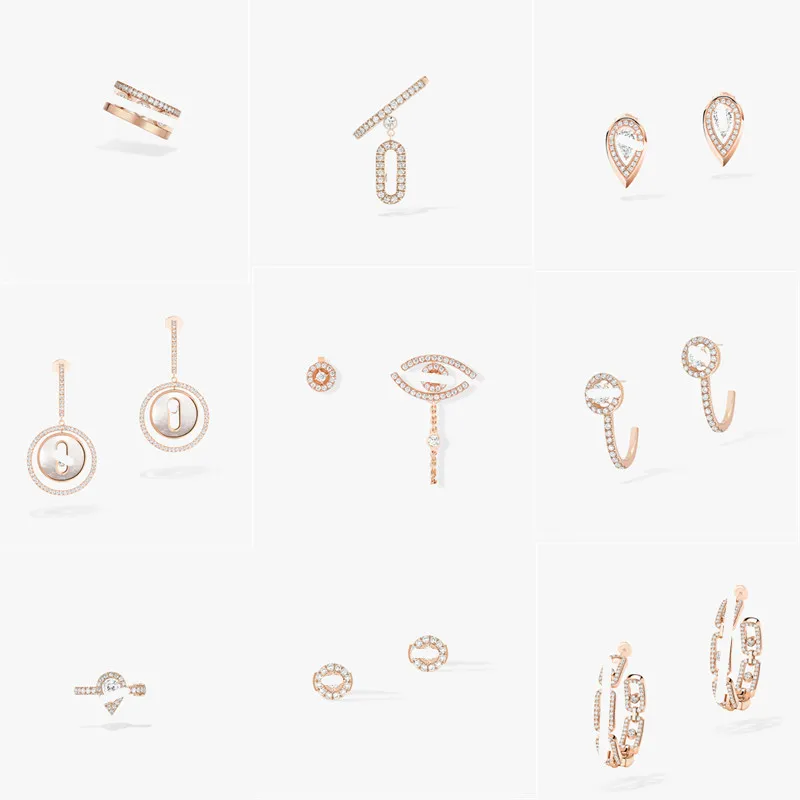 デザイナーフランスブランド高品質の混乱シリーズIkas Earringsヨーロッパとアメリカンロマンチックなシングルダイヤモンドスライディング非対称イヤークリップウェディングジュエリーギフト