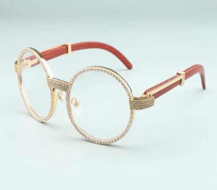 2020 nouvelles lunettes en diamant en bois naturel 7550178B de haute qualité La monture entière est enveloppée d'une monture de lunettes en diamant Taille 5522139515350