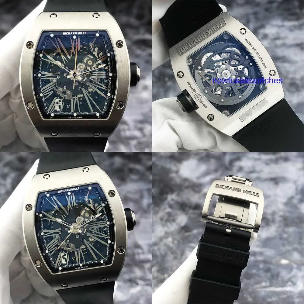 Belle montre RM montre-bracelet RM023 cadran squelette montre mécanique pour hommes baril affichage de la Date titane