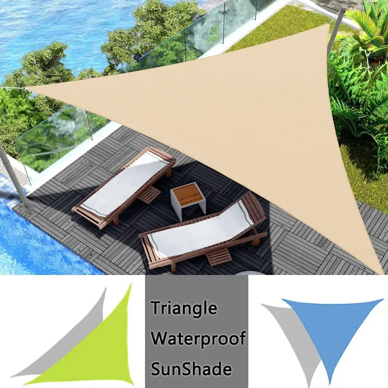 Mat 420D Waterdicht Polyester Driehoek Zonnezeil Tuin Terras Luifel Zwembad Zonneschermen Canvas Camping Luifel