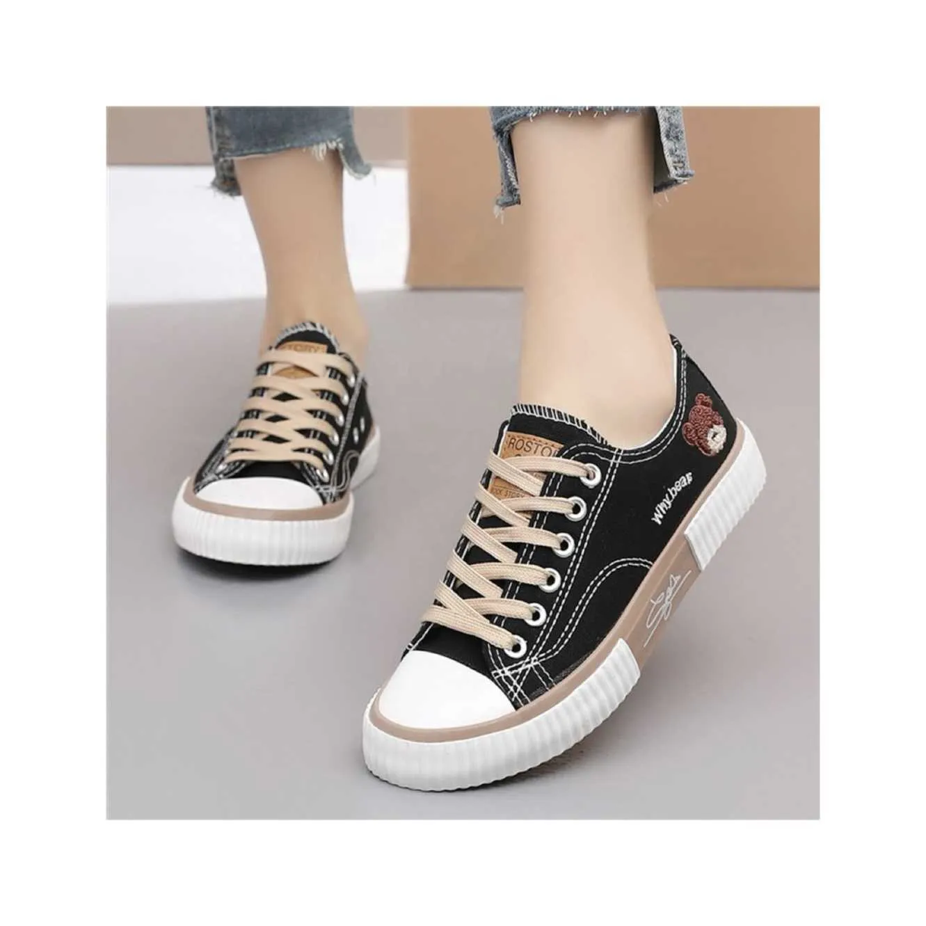 HBP Non-Brand 2024 Summer Spring Bear Canvas Shoes Stnm stermes steries steries reglean treatable جميع أحذية الألواح غير الرسمية أحذية كبيرة الحجم