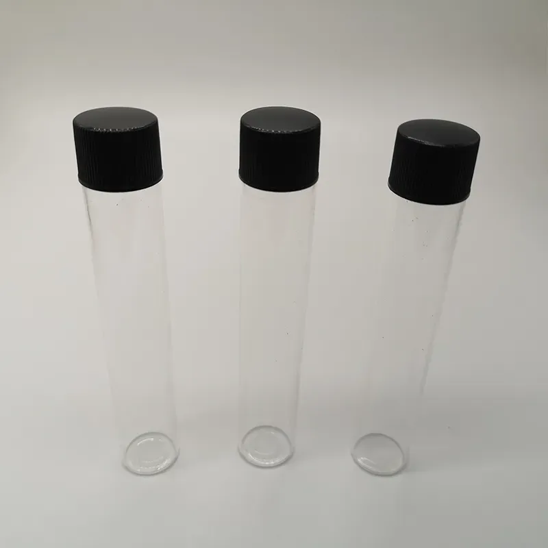 Glass tubes packaging 115*20mm with plastic lids 30g tube with screw cap could custom labels