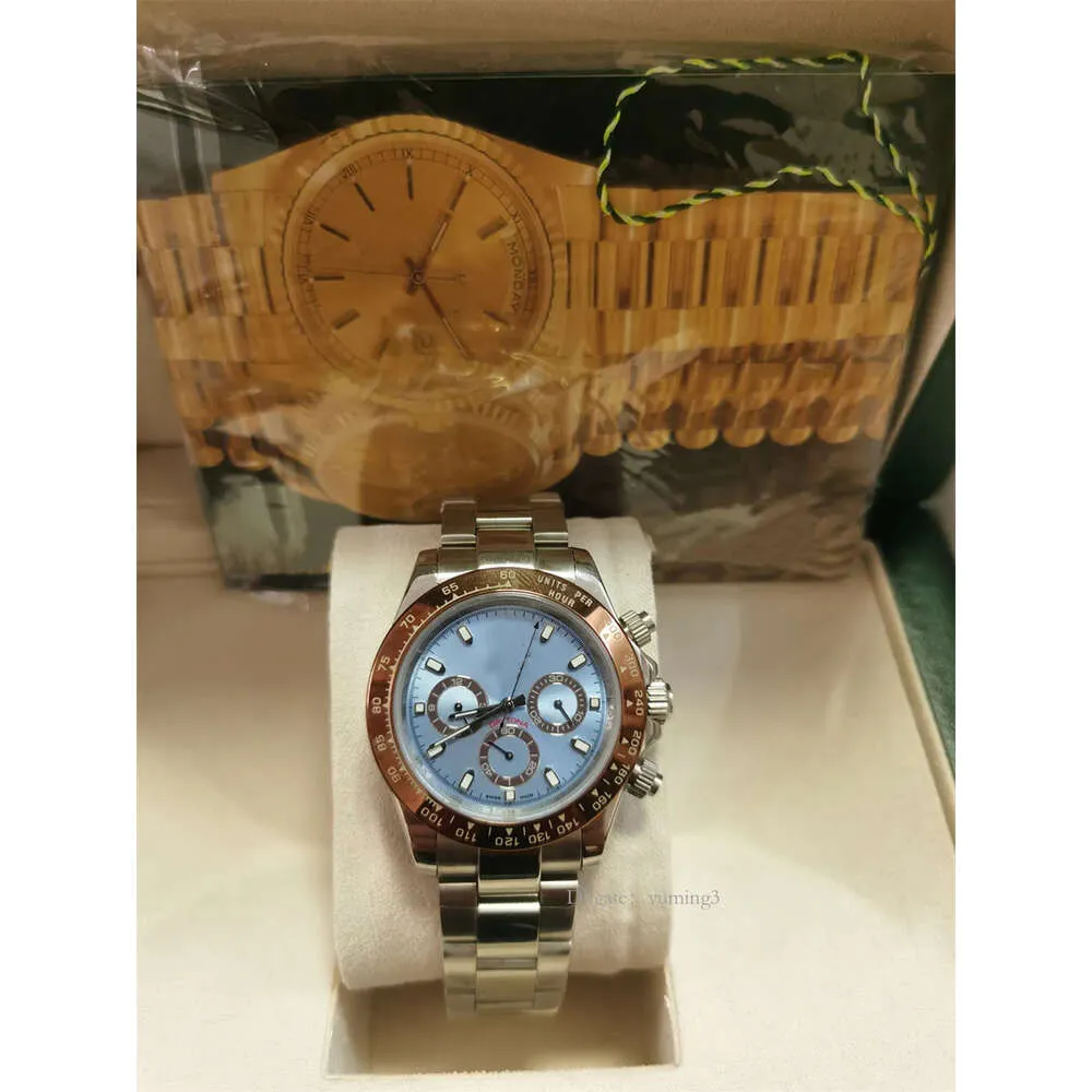 with Original Box Top Automatic Watches Platinum Ice Blue Dial Ceramic Bezel Chronograph 116506 Mens Watch 2023