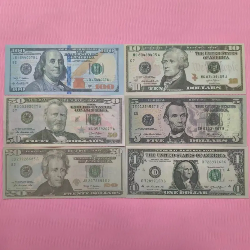 Prop Money USA Dollars Party Supplies Fake Money For Paper Novelty Toys 1 5 10 20 50 100 Dollar Currency Fake Movie Money For Child Teaching