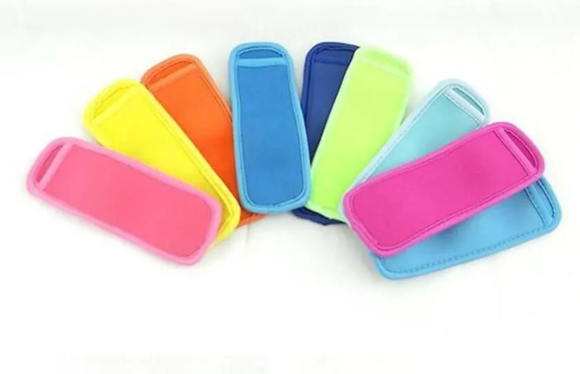 High quality Popsicle Holders Ice Sleeves Freezer Edge Covering 18cmX6cm Neoprene Waterproof for Kids Summer Kitchen Tools