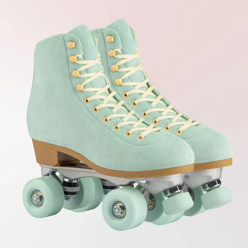 Stövlar högkvalitativa konstgjorda läder rullskridskor skor patins dubbel linje kvinnor män glider inline quad skating sneakers träning träning