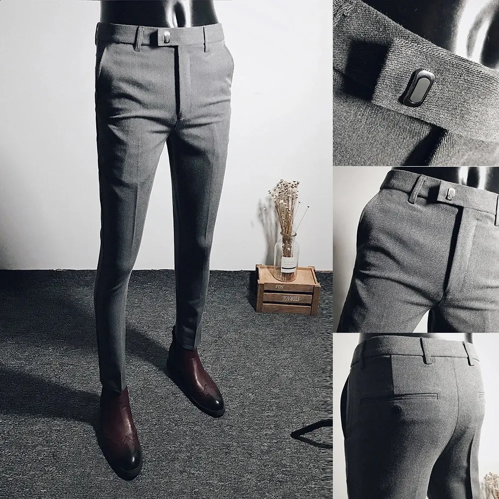 Mens casual elastic pants new ultra-thin business formal office solid color daily clothing hot selling shorts paradigm interview 240318