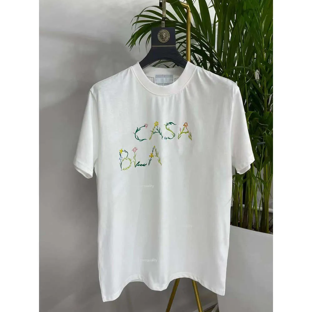 Luksusowe męskie designerka koszulka Czarna biała casablan literka drukowana koszule z krótkim rękawem marka mody Polo Tshirt Designer Top Tees Rozmiar S 120