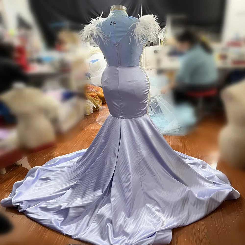 chinese dress ladies Beautiful Long Champagne Mermaid Sleeveless Beading Prom Dress with Lace main image 1