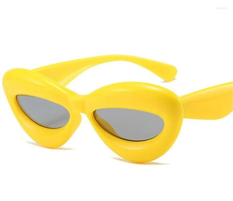 Güneş Gözlüğü Retro Kedi Göz Şeker Renkli Kadın Moda Marka Tasarımcısı Oval Lens Gölgeleri UV400 Erkekler Sarı Pembe Güneş Gözleri6829001