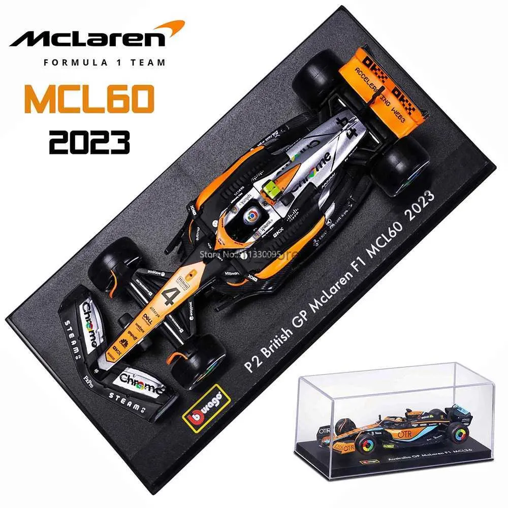 다이 캐스트 모델 자동차 BBURAGO 1 43 MCL60 2023 4 # Lando Norris P2 British GP McLaren F1 # 81 Oscar Piastri 자동차 다이 캐스트 자동차 모델 경쟁 차량