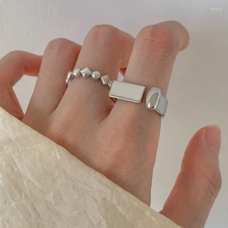 Anéis de cluster Panjbj vendendo anel geométrico assimétrico feminino moda retro simples tendência aberta design exclusivo festa