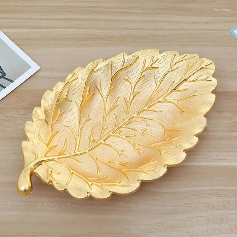 Plates Small Golden Leaf Tray Decorative Gold Trinket Dish Jewelry Bowl Vanity Wedding BirthdayGift Home Decoration